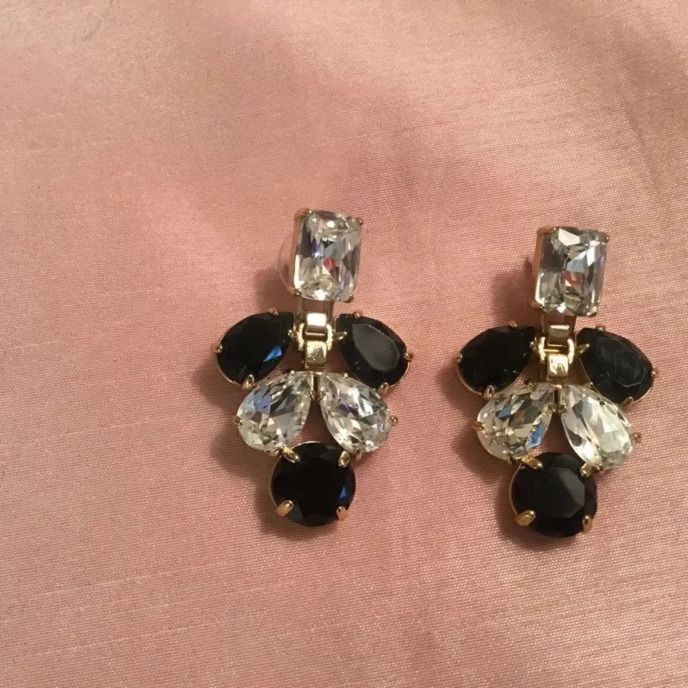 Goldtone  Blue and Clear Glamour Earrings